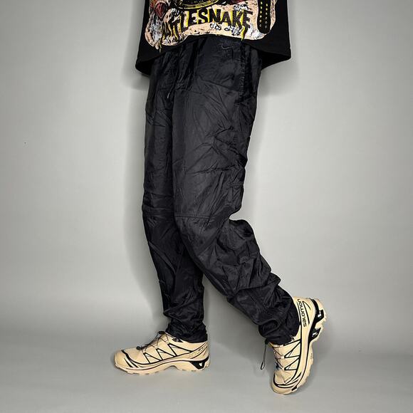Vintage Nike Track Pants Jet Black Nylon Joggers Subtle